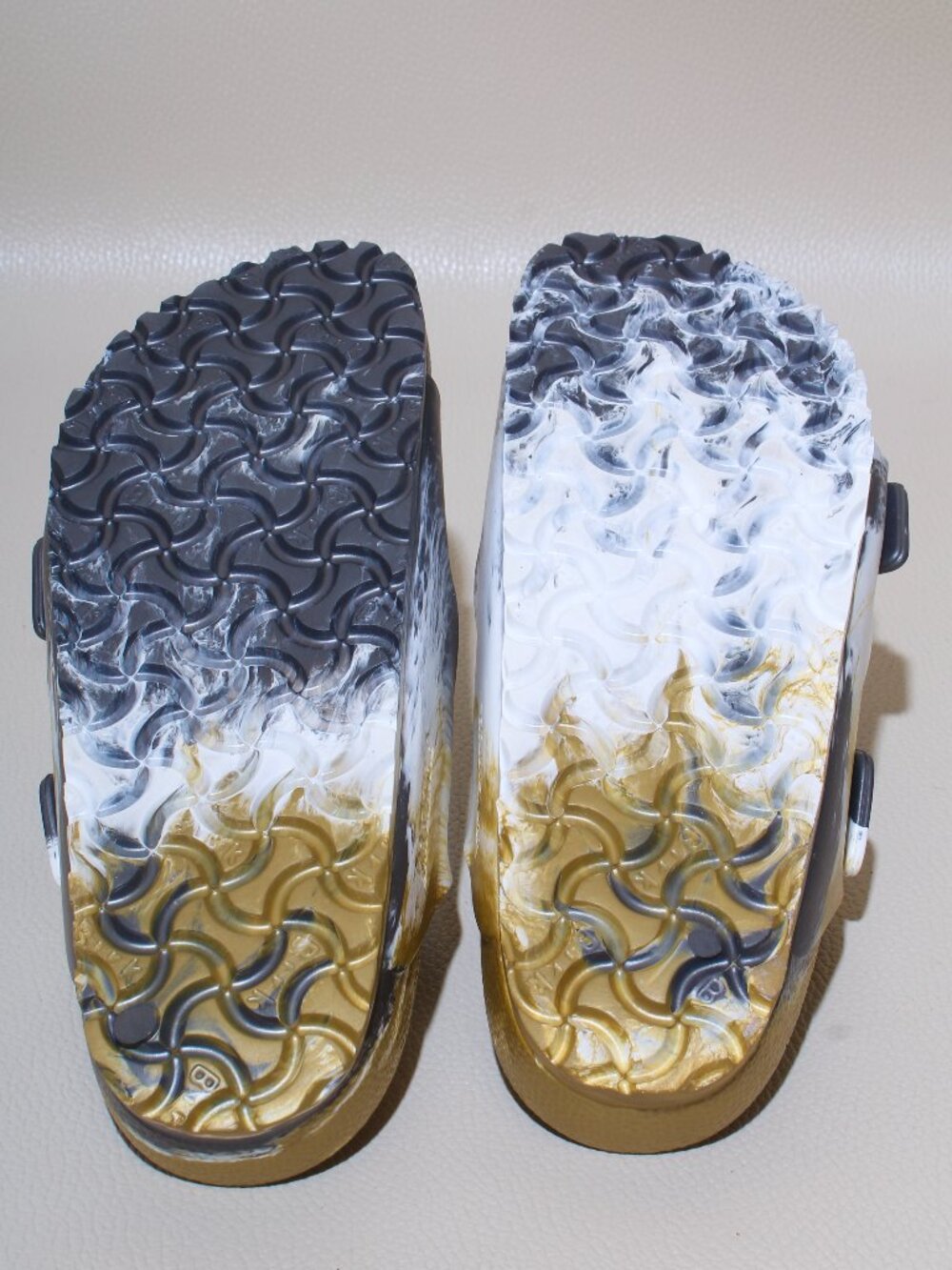 Birkenstock Arizona EVA Sandals 40 US 9-9.5 Gray White Gold Marble Germany - Picture 6 of 6